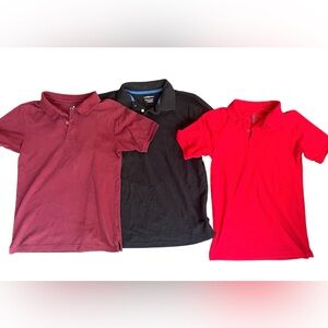 Lot Of 3 Chaps & Croft & Barrow Polo Shirts, Boys XL 18/20, Red Black Maroon